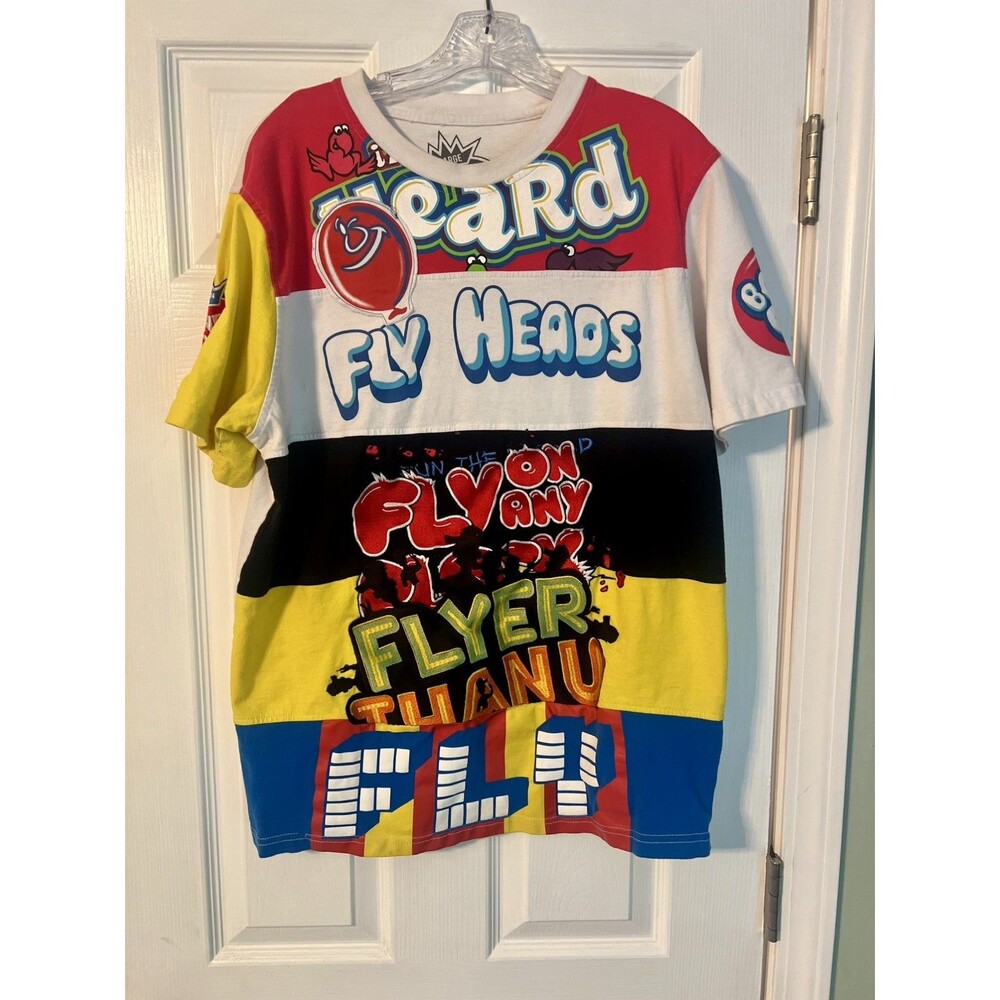 Born Fly Stay Fly Shirt Mens XL White Embroidered Candy Logos Sleeve Patches